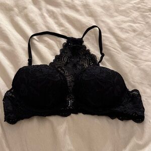 PINK Victoria's Secret Black Lace Bra Front Clip with Lace Back